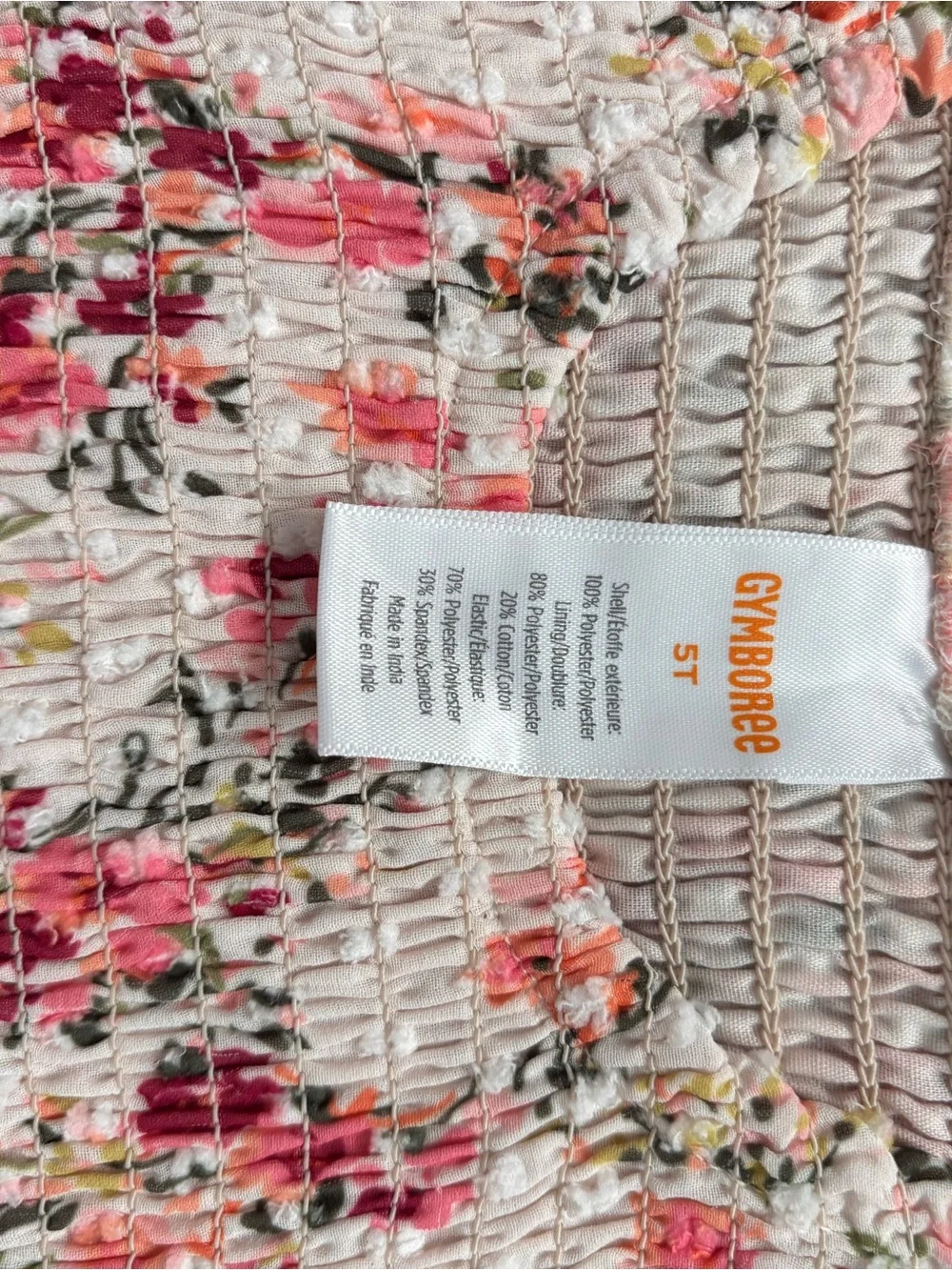 Gymboree Pink Floral Smocked Dress Top